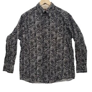 Metro Concepts Mens Large Paisley‎ Print Button Down Long Sleeve Shirt Arsy Boho